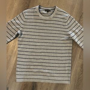 Banana Republic Sweater Mens Large‎ Gray Striped Crew Neck Excellent Condition